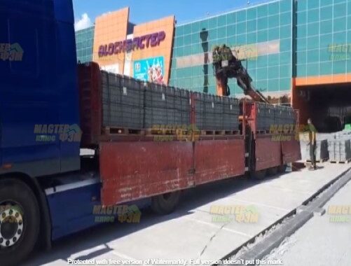 Доставка тротуарной плитки краном манипулятором 25 тонн Доставка тротуарной плитки краном манипулятором 25 т.1